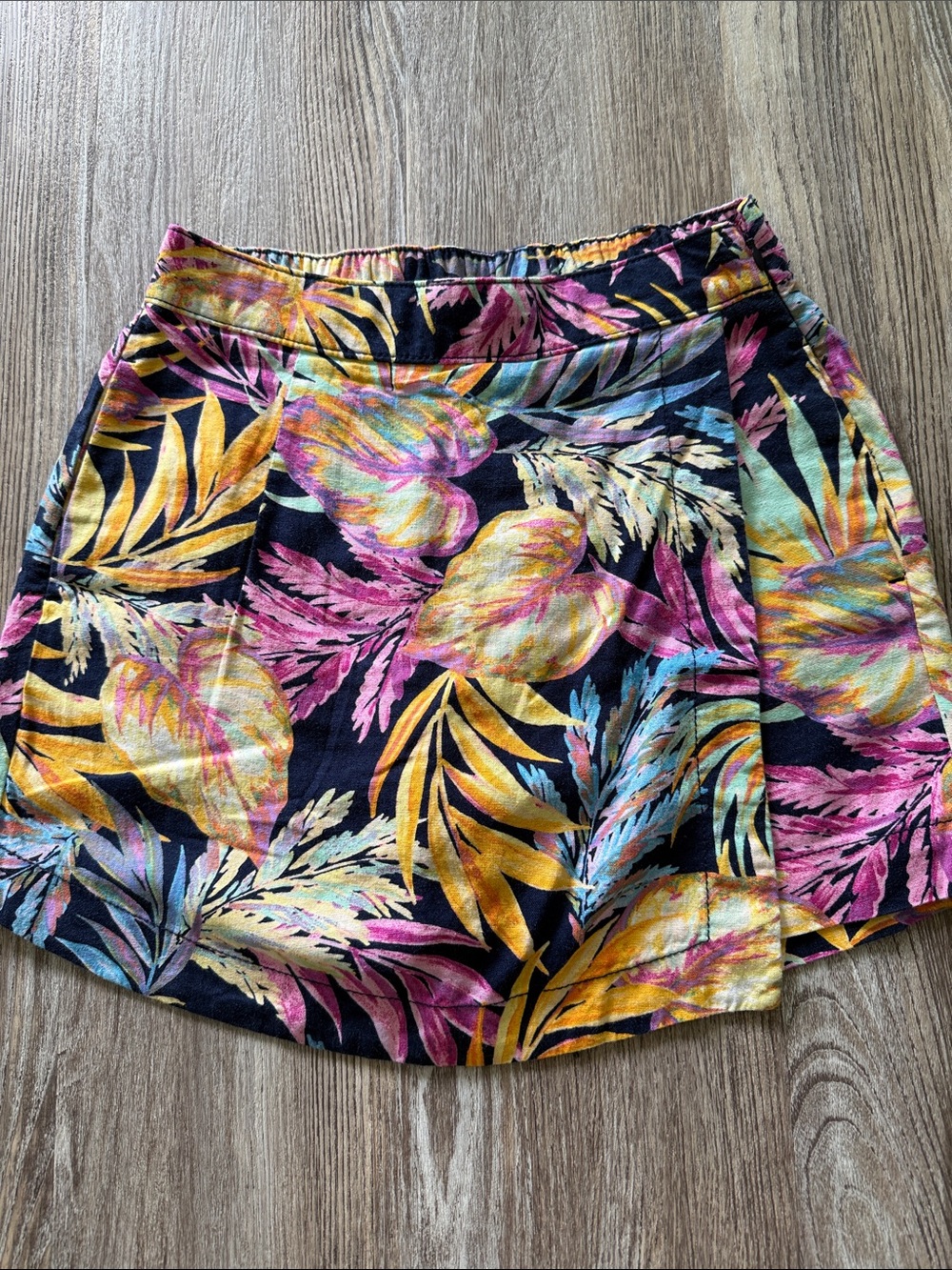 Tropical Print Women’s Skort - Black with Pink, Yellow & Blue